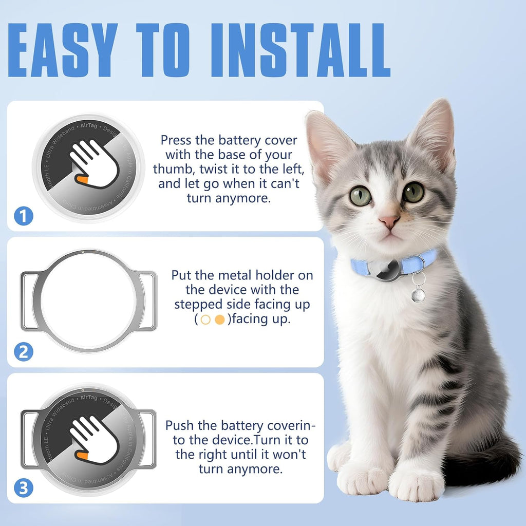 AirTag Cat Collar, Elastic Tracker Collar with Airtag Holder and Bell