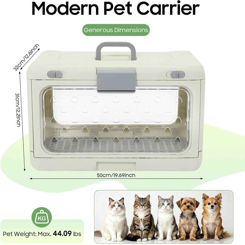 Collapsible Dog Crate for Small Dogs, Hard Cat Carrier 19.69x12.6x12.2in