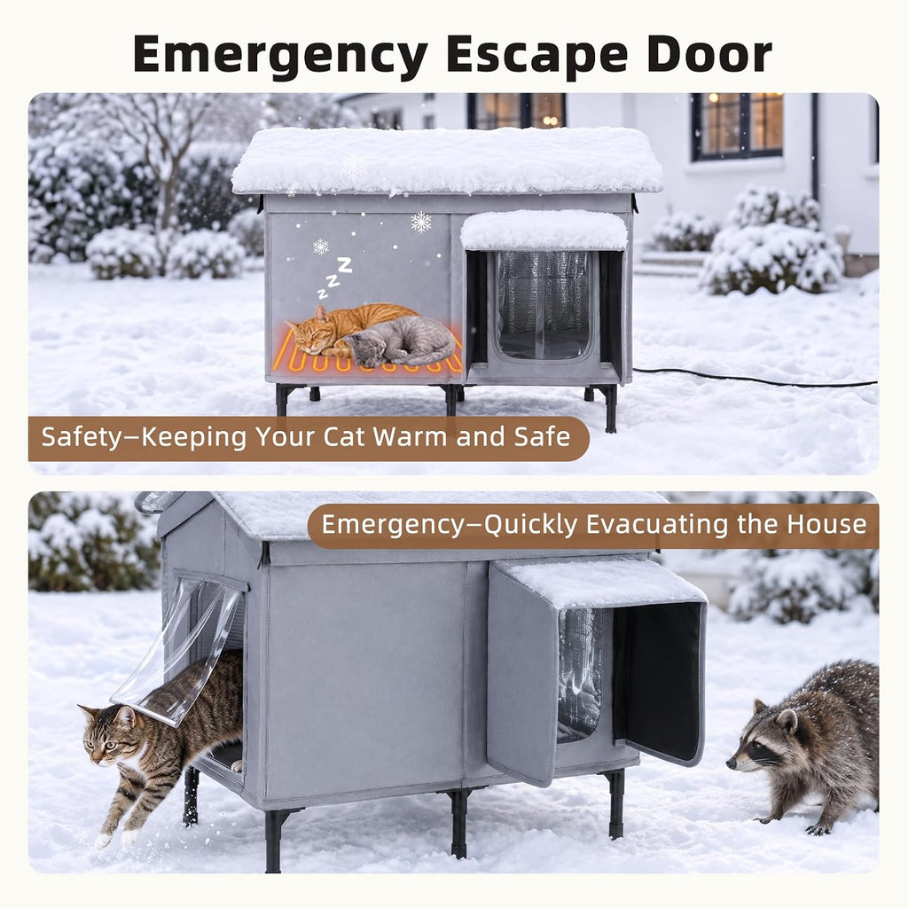 Heated Outdoor Cat House Weatherproof,Insulated Cat House for Winter