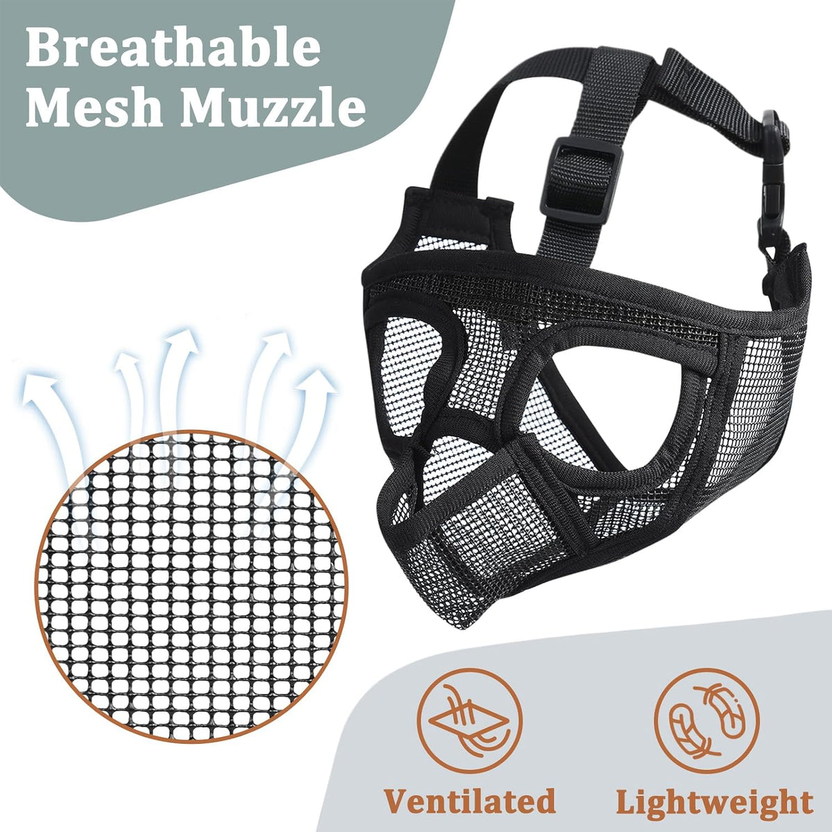 Mesh Short Snout Dog Muzzle with Anti-Eating Design for Frenchie