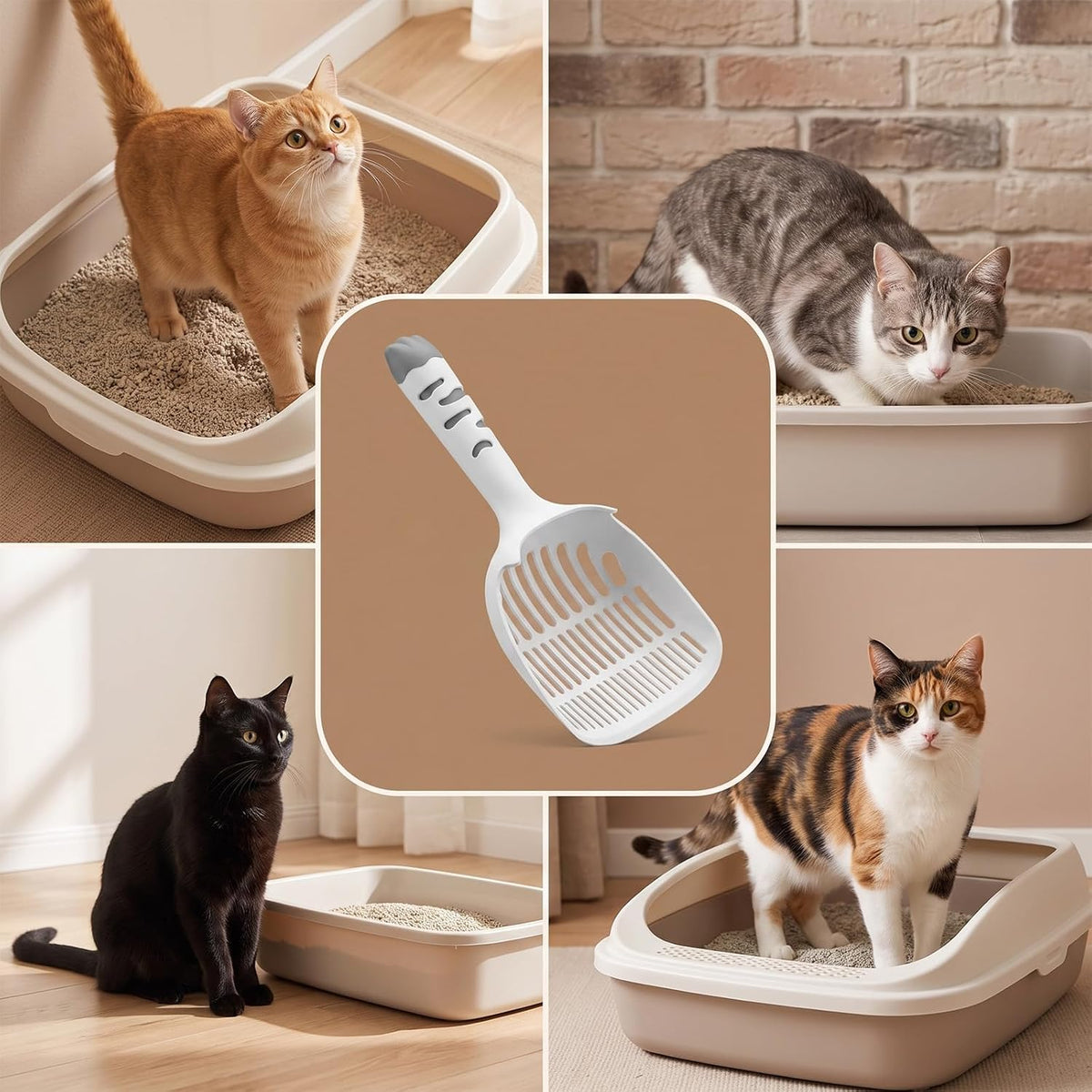 Lndip Cat Litter Scoop Plastic Kitty Poop Collector 3-Layer Mesh Design