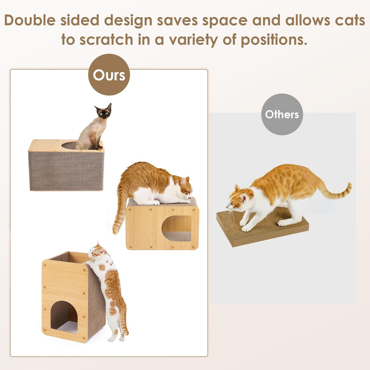 EHEYCIGA Cardboard Cat Scratcher House, 17-Inch Cat Scratch pad, Brown