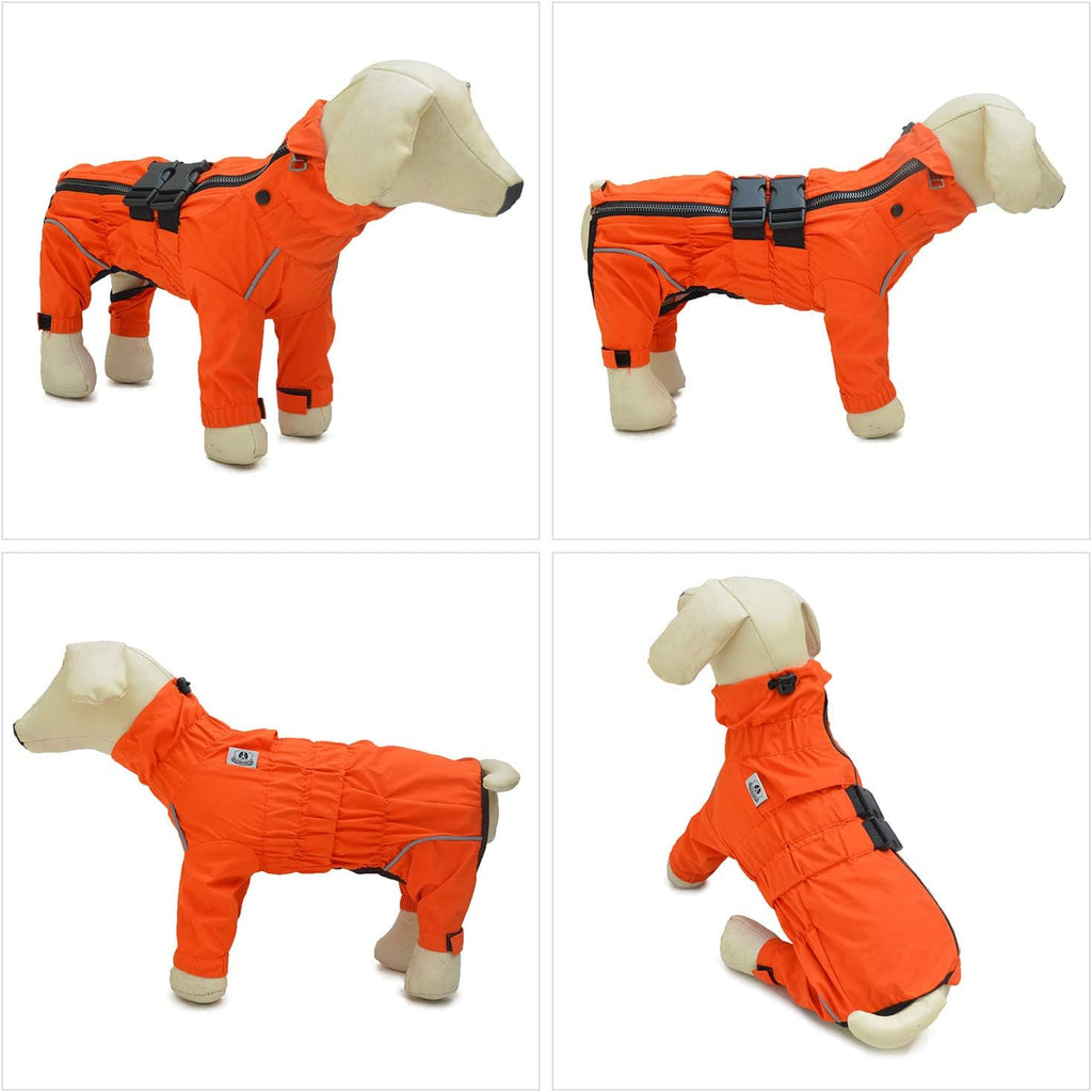 Lovelonglong Waterproof Dog Raincoat – 4-Leg Full Body Dog Rain Suit with Reflective Strips & Leash Opening, Outdoor Dog