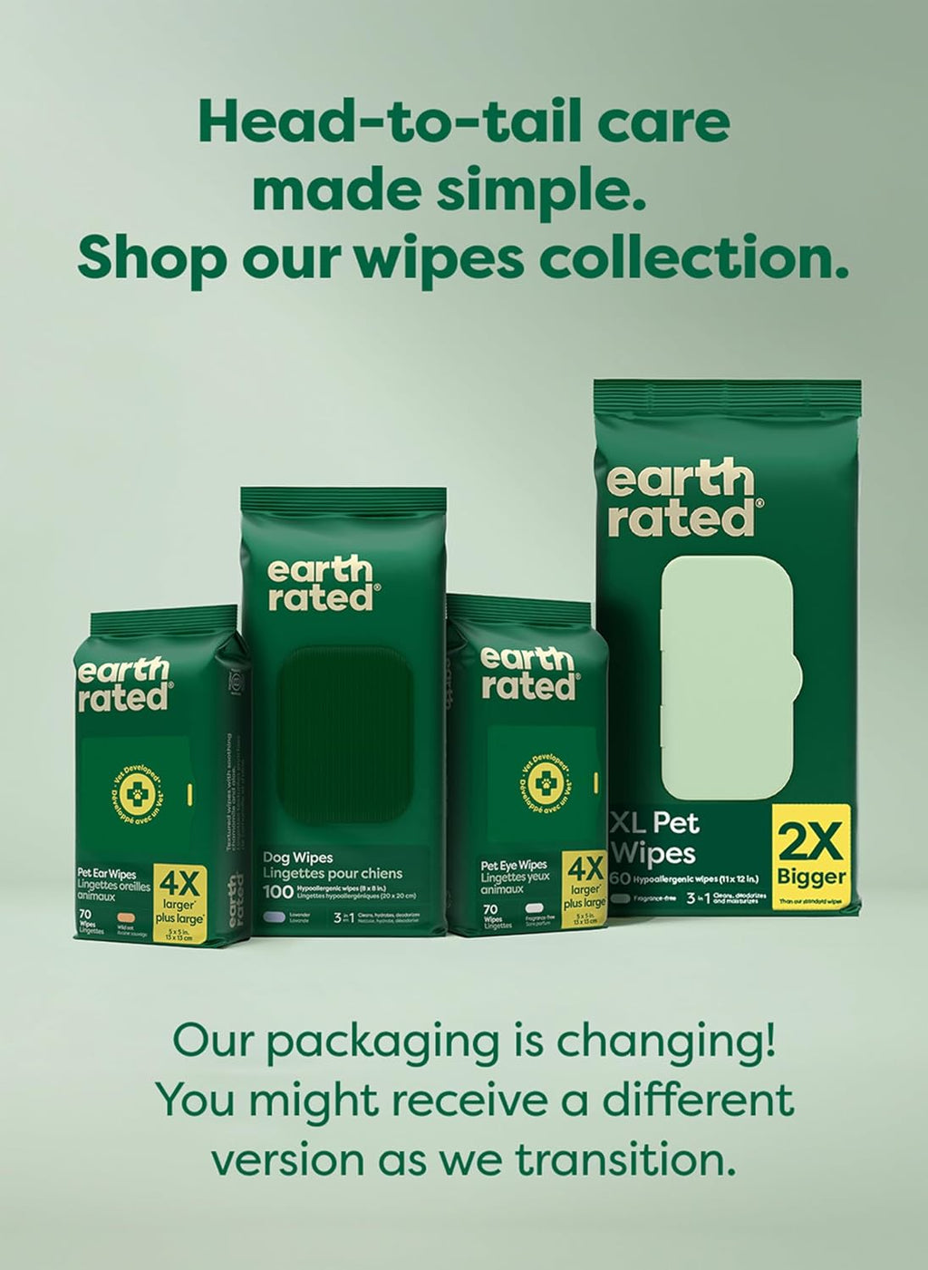 Earth Rated Dog Eye Wipes, Vet Developed, Unscented, Removes Dirt, 70ct