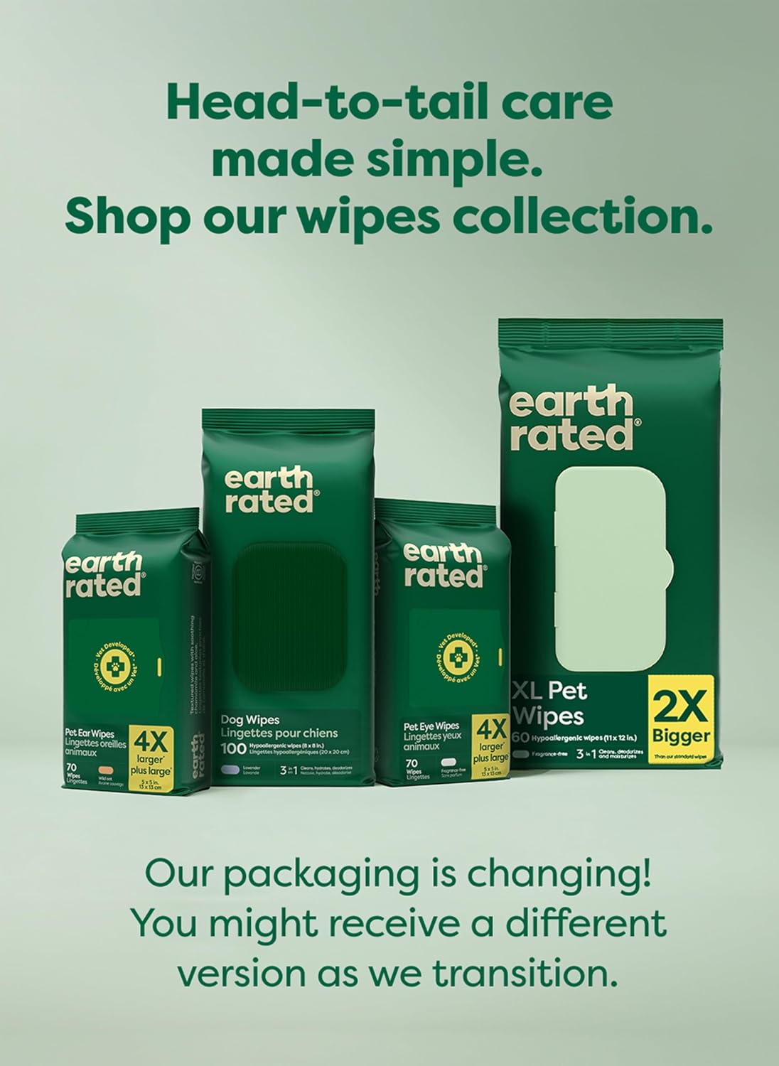 Earth Rated Dog Eye Wipes, Vet Developed, Unscented, Removes Dirt, 70ct