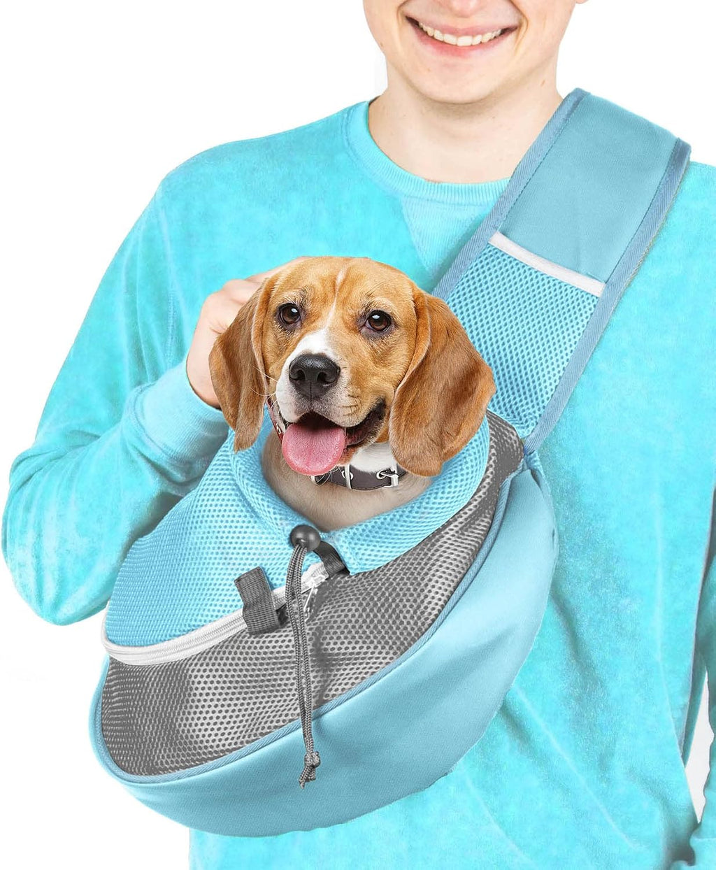 Cuddlissimo Small Dog Sling Carrier, Pet Cat Sling, Puppy Pouch - Lagoon-S