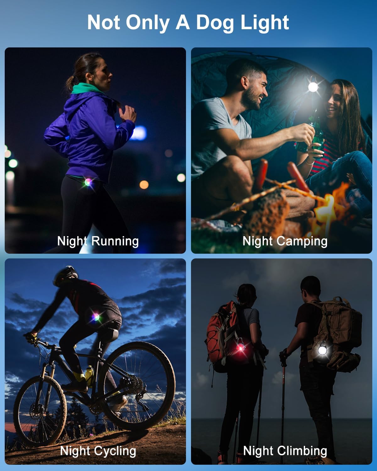Dog Collar Light for Night Walking Clip On, 4 Modes & Rechargeable, 2 Pack