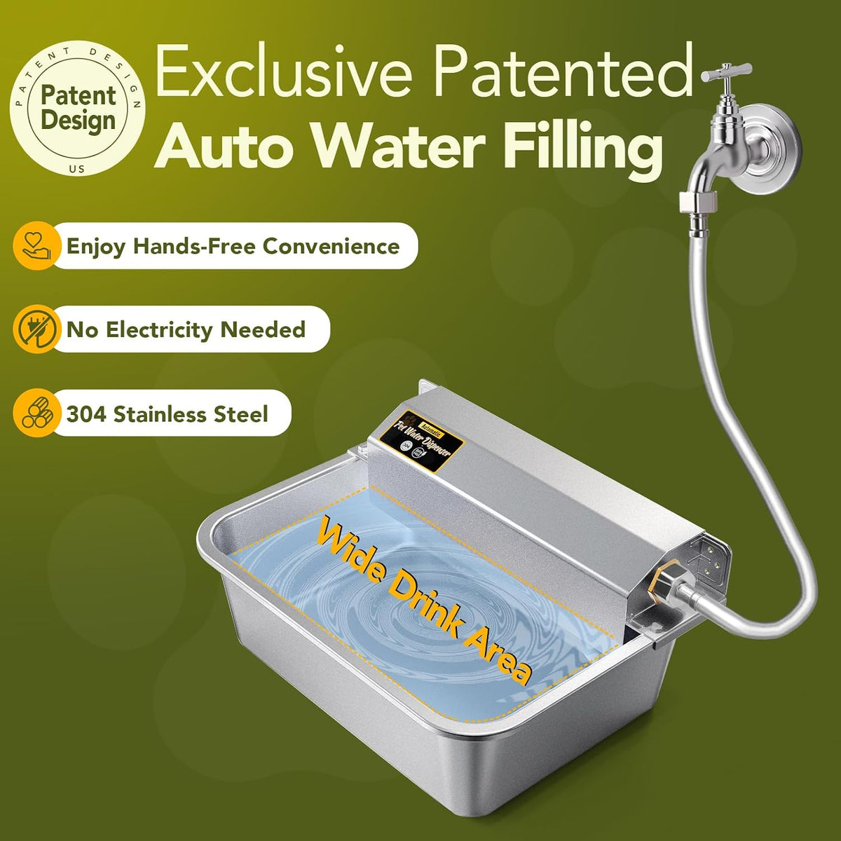 Automatic Water Dispenser for Dogs 2 Gallons, 304 Stainless Steel Dog Water Bowl Dispenser for Farm Chicken Pets Indoor&