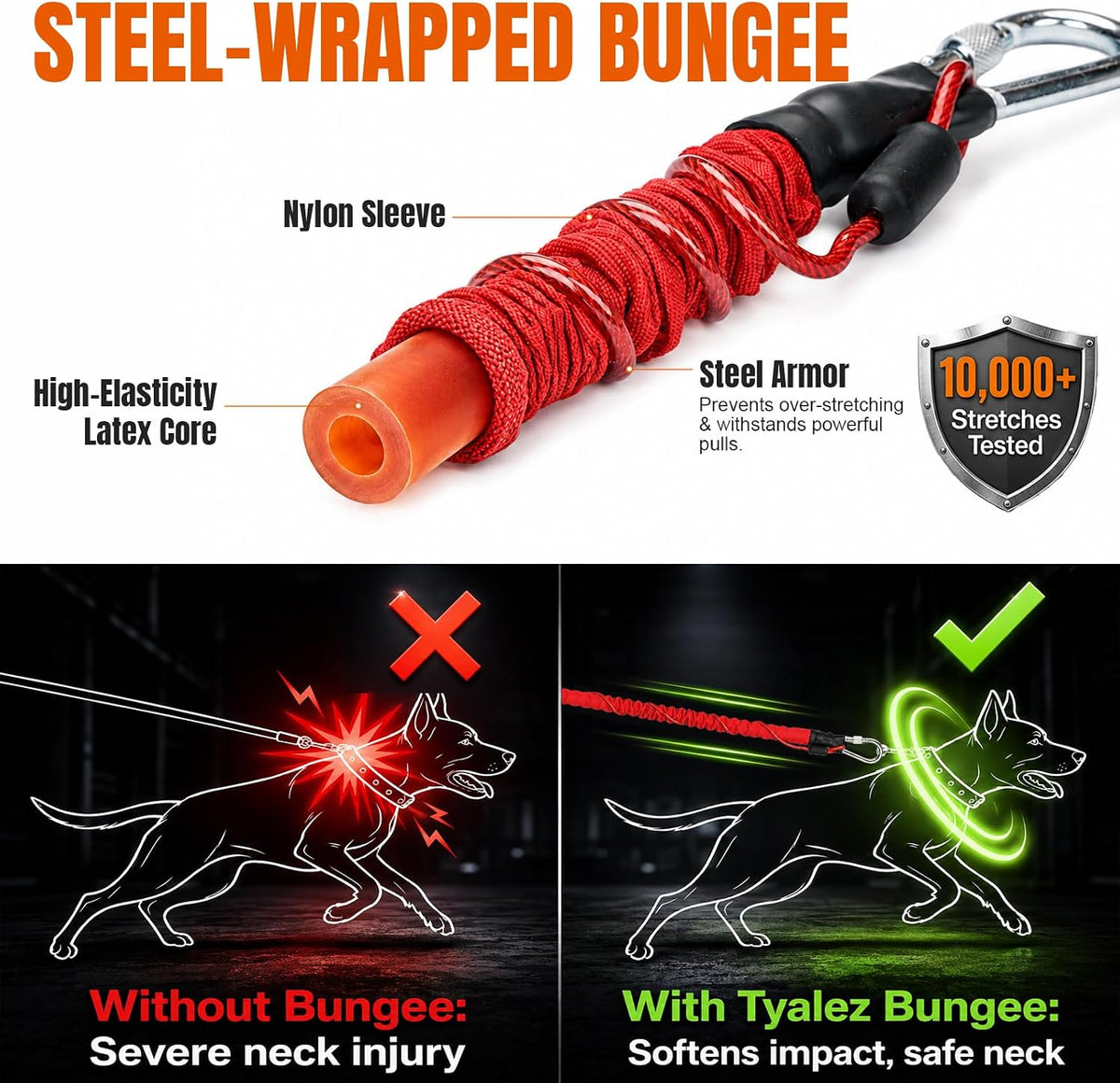 17" Heavy Duty Dog Tie Out Stake with Buffer Rope for Large Dogs