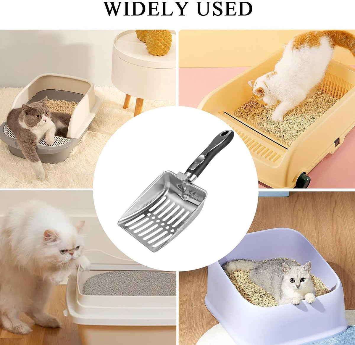 Stainless Steel Cat Litter Scoop, Large Wide with Hook