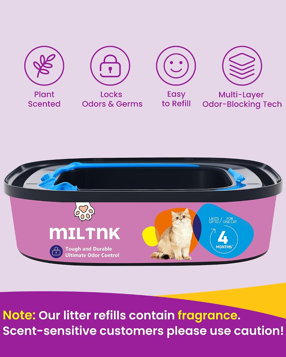 4 Pack Cat Litter Refill Bags, Litter Refill Bags Cartridge, 92 Total FT