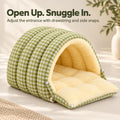 Dog Cave Bed & Cat Cave Bed,Thickened and Adjustable (Blue and White Checkered,L)