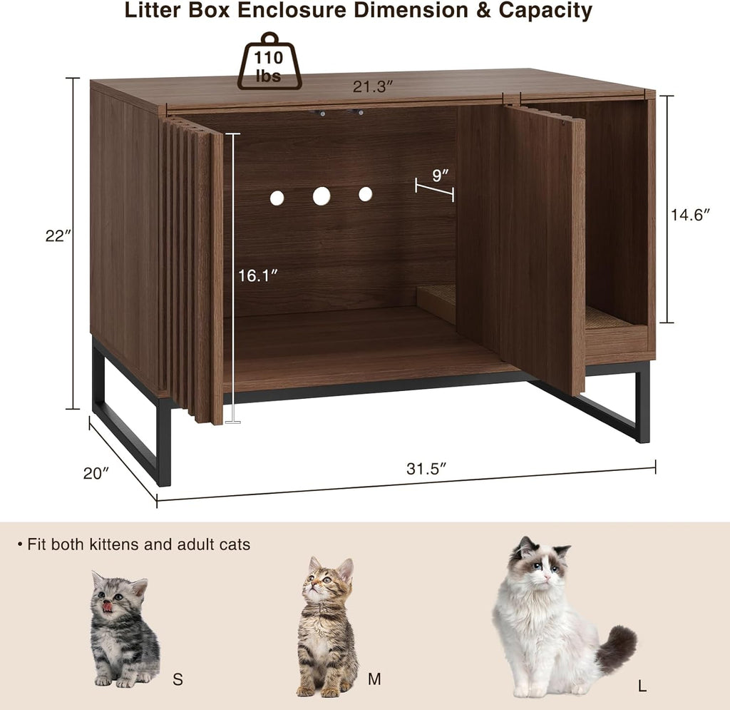 Cat Litter Box Enclosure, Modern Hidden Litter Box Furniture with Scratch Pad, Indoor Cat Washroom House End Table, Entr