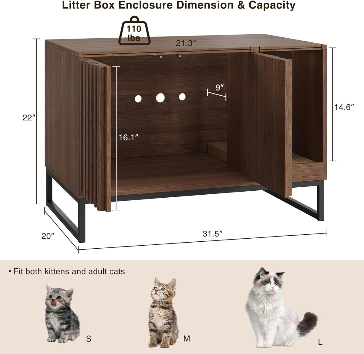 Cat Litter Box Enclosure, Modern Hidden Litter Box Furniture with Scratch Pad, Indoor Cat Washroom House End Table, Entr