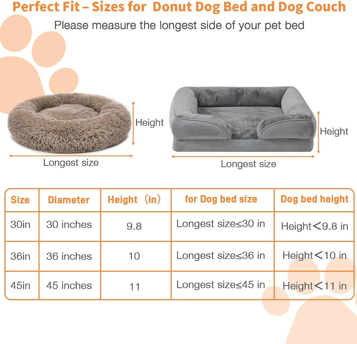 Dog Bed Covers Replacement Washable Waterproof Round Bed Protector for Donut Bed & Dog Couch, Gray 36 Inch