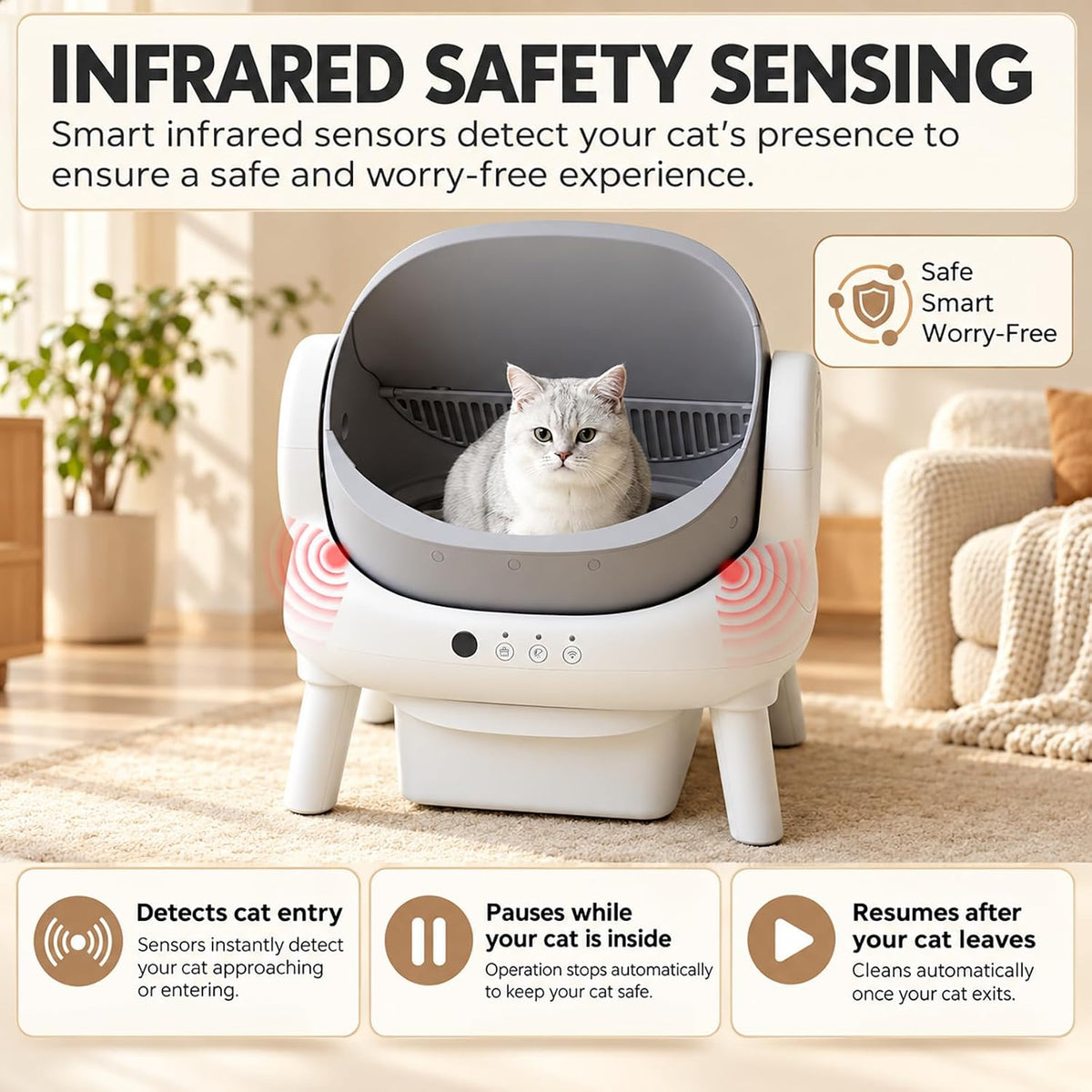 Cumrige Self Cleaning Litter Box, Open Top Automatic Litter Box