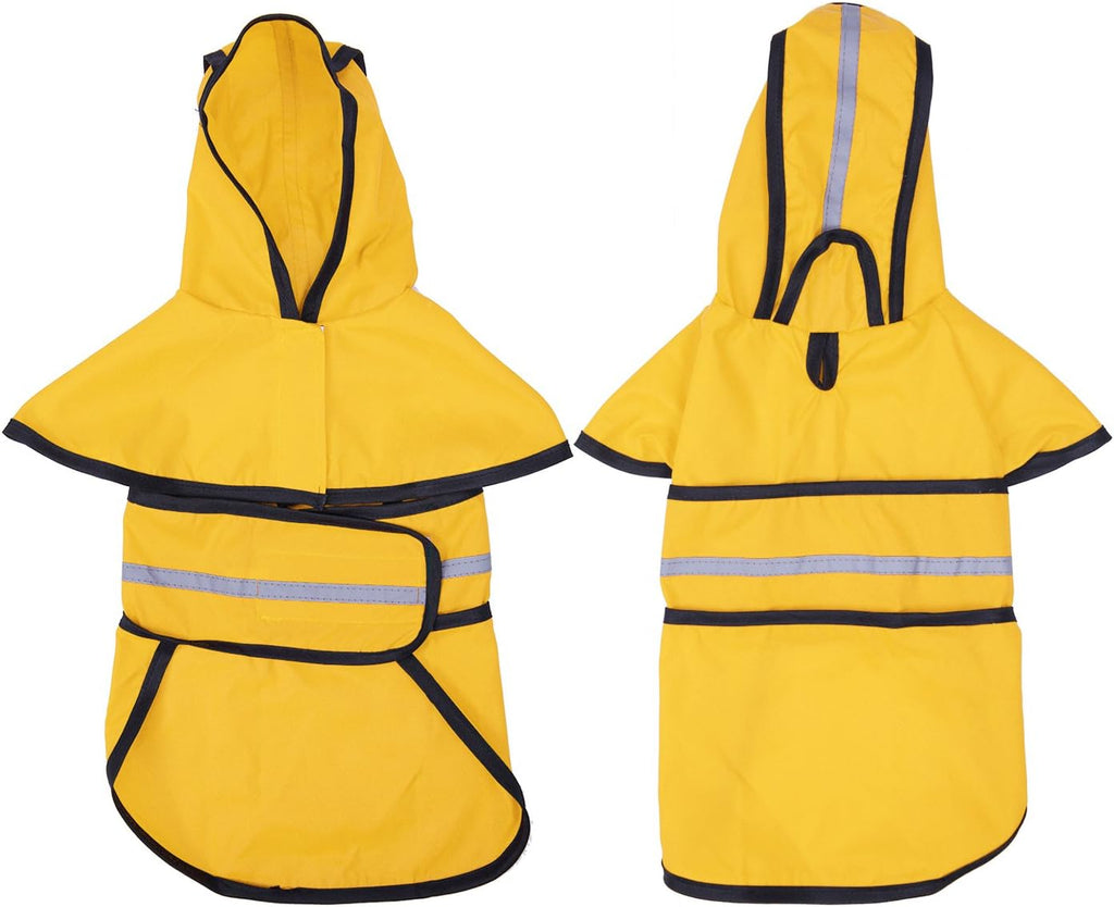 HDE Dog Raincoat with Hood & Leash Hole S-XL Dog Rain Jacket Yellow L