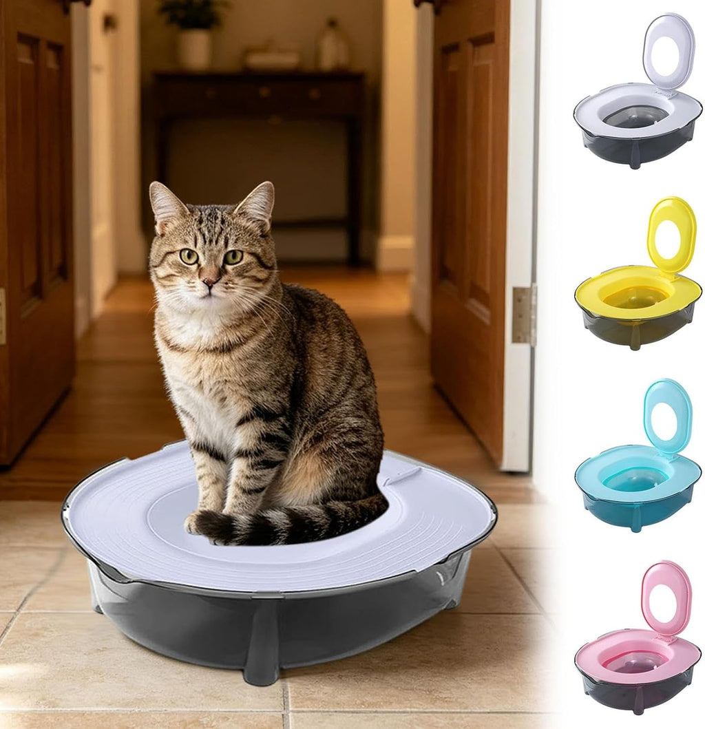Cat Toilet Training Kit, Portable Litter Box with Flushable Design, Odor Control and Anti-Splash, Large Thickened Pp Mat