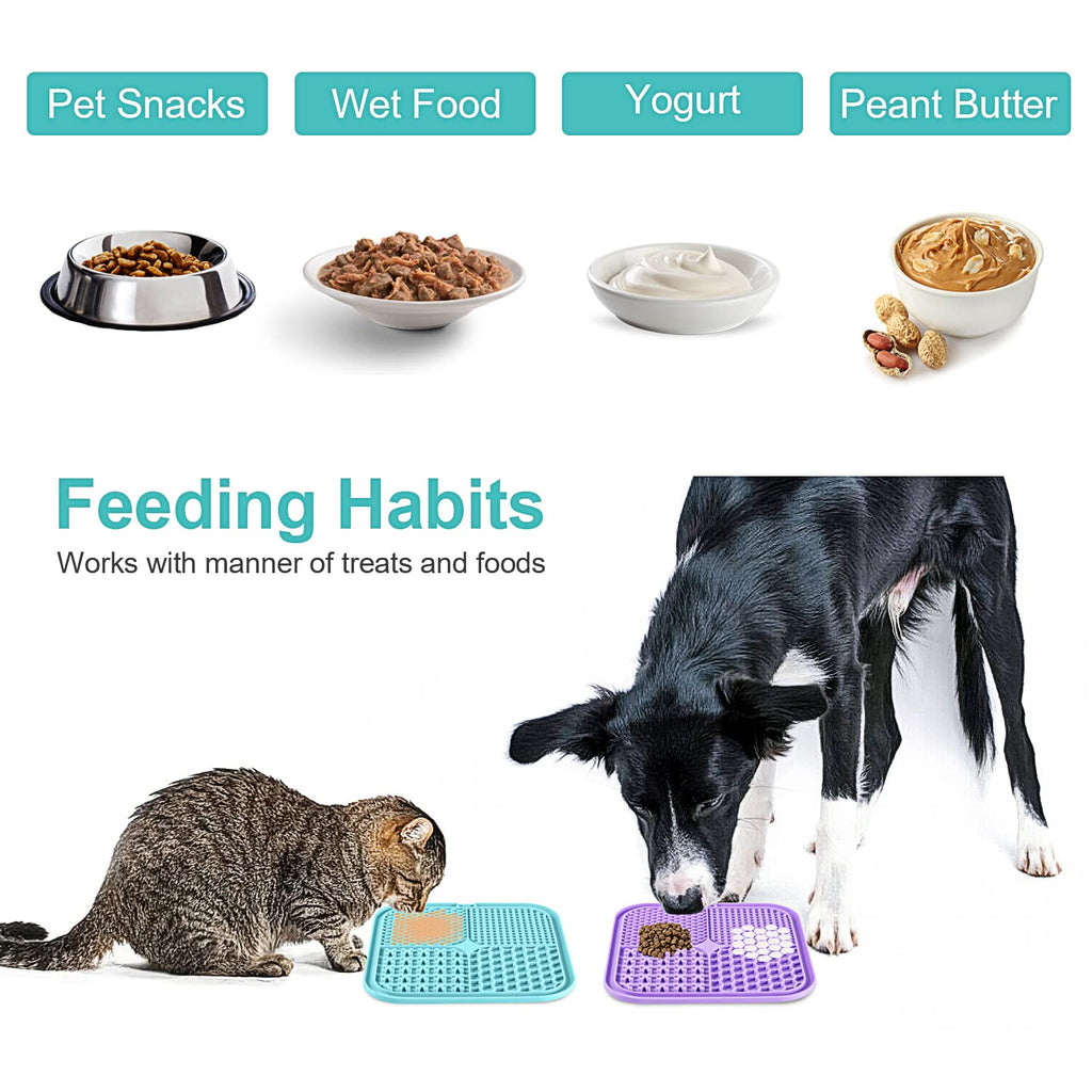 LUKITO Lick Mat for Dogs & Cats 2 Pack, Slow Feeder Licking Pad with Suction Cups for for Anxiety Relief and Boredom Reducer, Perfect for Bathing Grooming