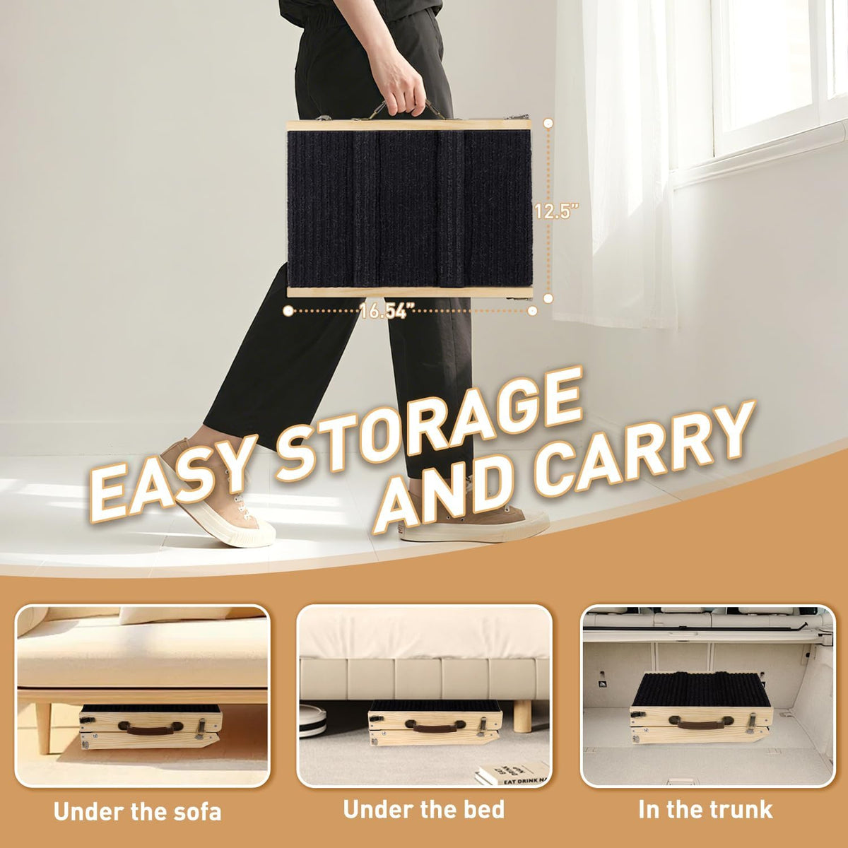 2026 Upgraded Dog Ramp for Couch - Foldable Small Dog Ramp for Bed - 4 Adjustable Height from 12" to 20" - Portable Pet 