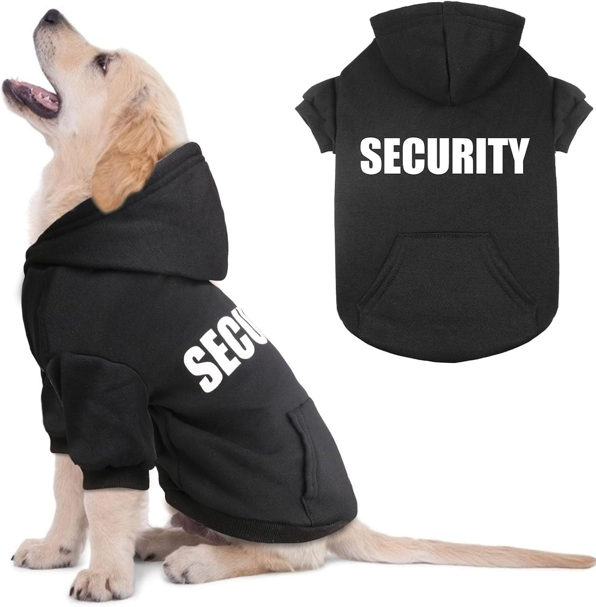 Dog Sweaters for Large Dogs Security Dog Hoodie Soft Brushed Fleece Clothes Sweatshirt with Pocket(XL)