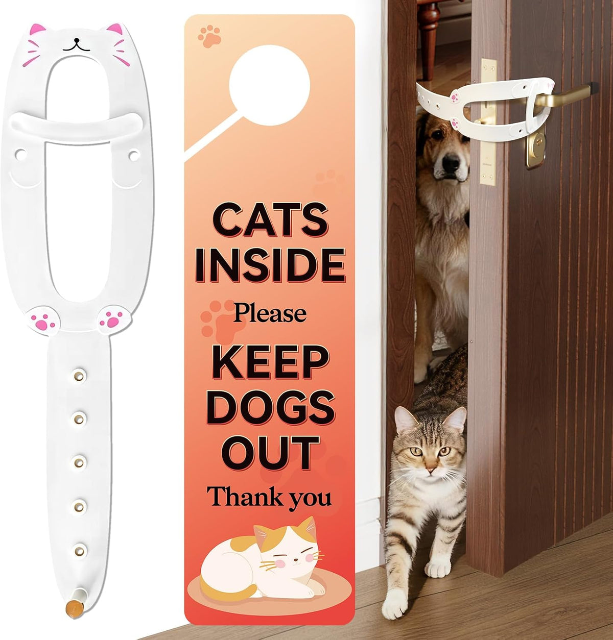 TGIOW Cat Door Latch with Stabilizer, Keep Door Open 2.5-6.5", 2Pcs, White