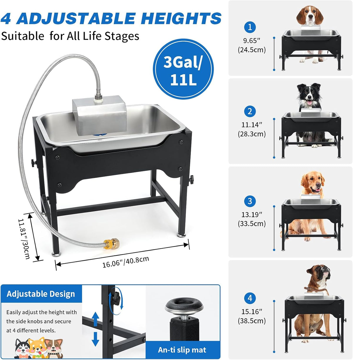 3Gal Automatic Dog Water Bowl Dispenser, Elevated Large Dog Water Bowl