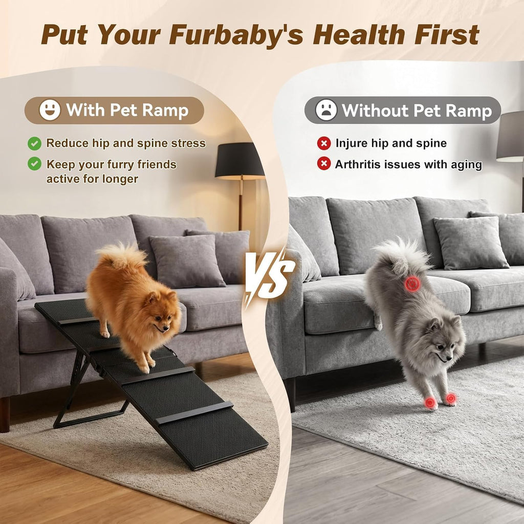 Metal Dog Ramp for Couch, Foldable Pet Ramp for Small Dogs 100 LBS