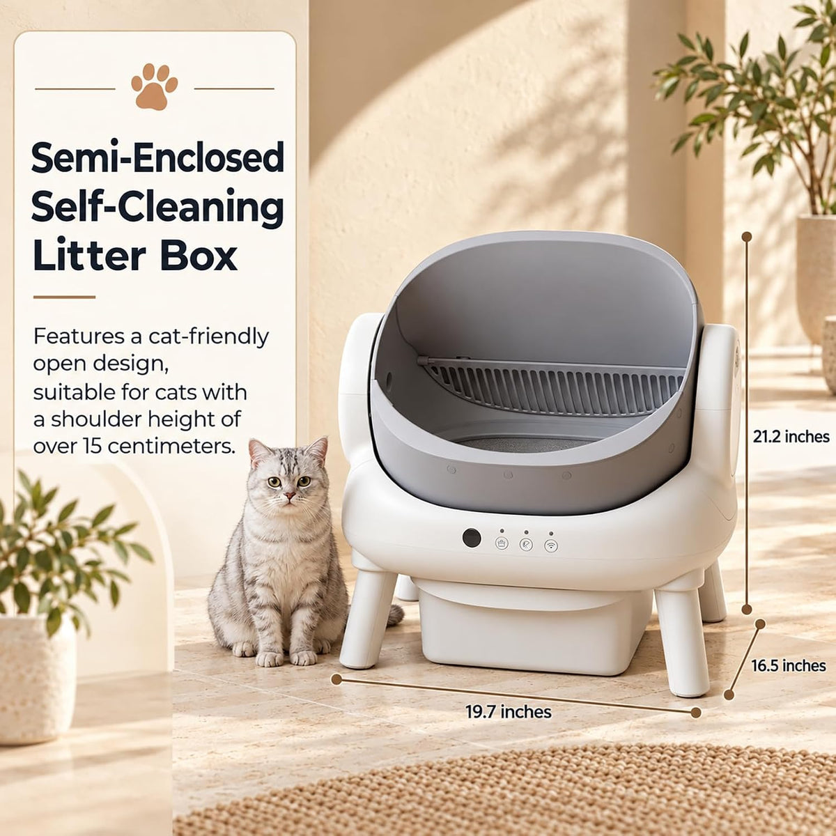 Cumrige Self Cleaning Litter Box, Open Top Automatic Litter Box