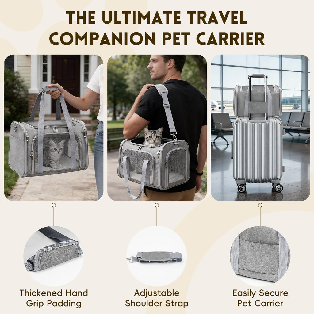 Zedkeys Cat Carrier Soft, Dog Carriers for Small Dog/Large Cat (Up to 16lb)