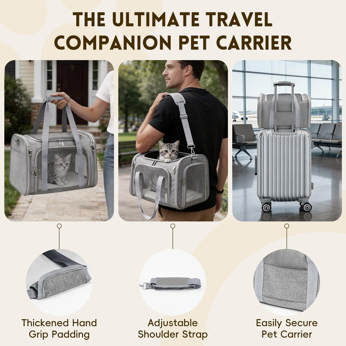 Zedkeys Cat Carrier Soft, Dog Carriers for Small Dog/Large Cat (Up to 16lb)