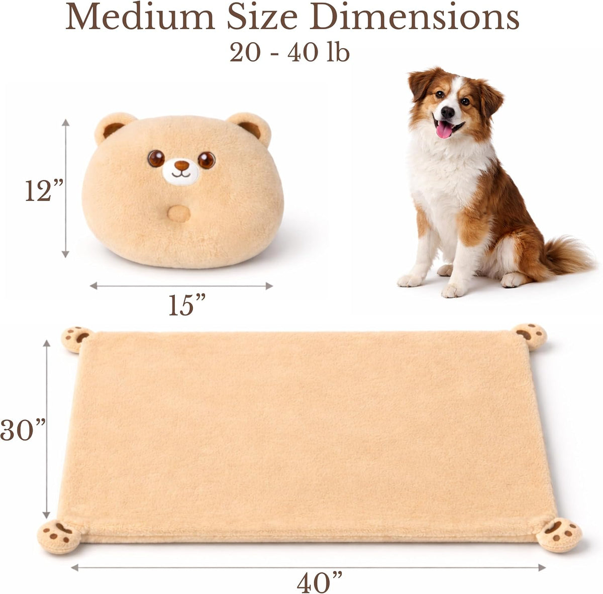 MIMI MIMI Dog Calming Pillow & Dog Blanket Set. Soft and Neck-Friendly, Washable Pet Pillows for Small Medium Dogs and C