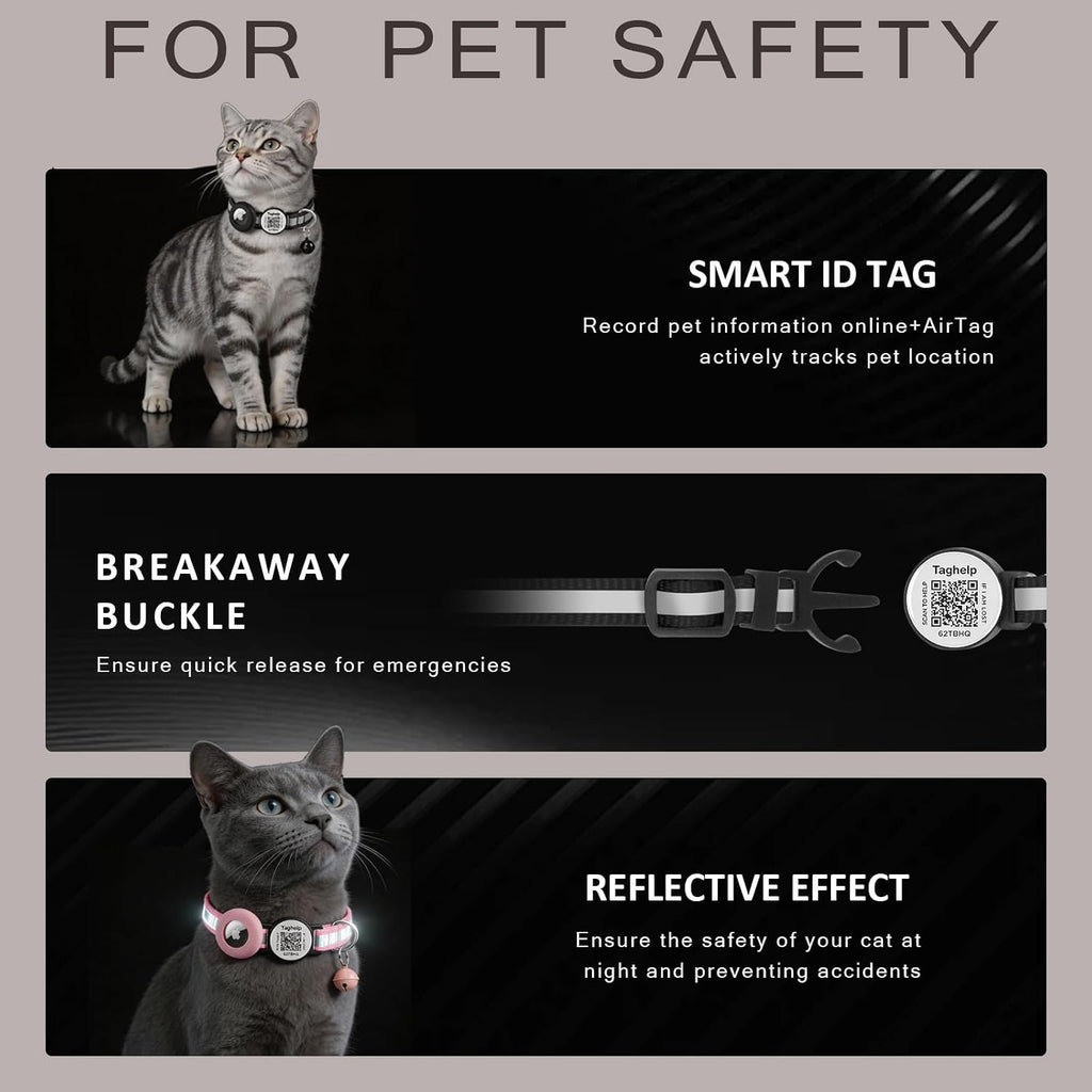 Reflective AirTag Cat Collar, Integrated Cat Collar with Air Tag Holder