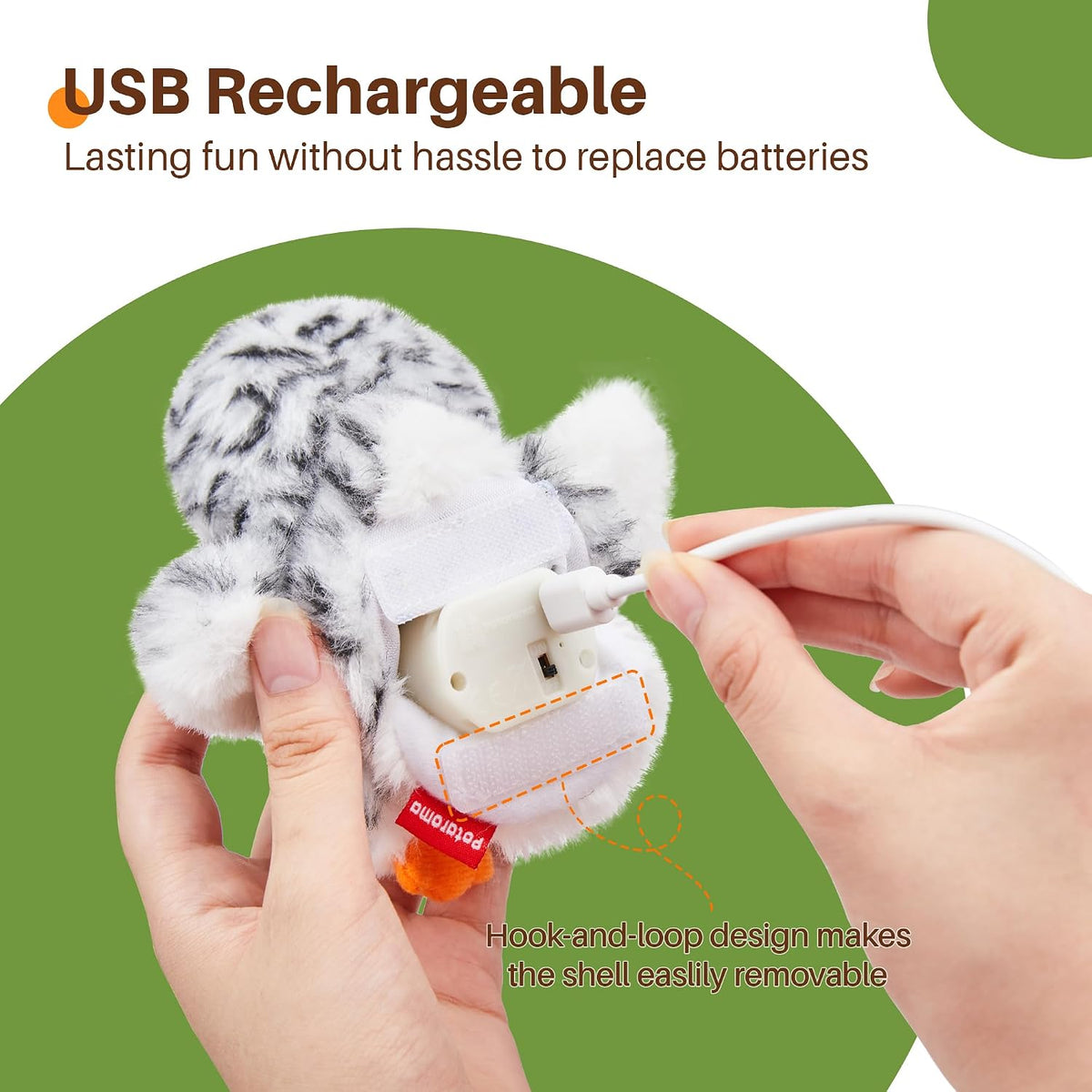 Potaroma Flapping Owl Cat Toys (No Flying), Lifelike Bird Chirp, Rechargeable Touch Activated Kitten Toy, Interactive Ca