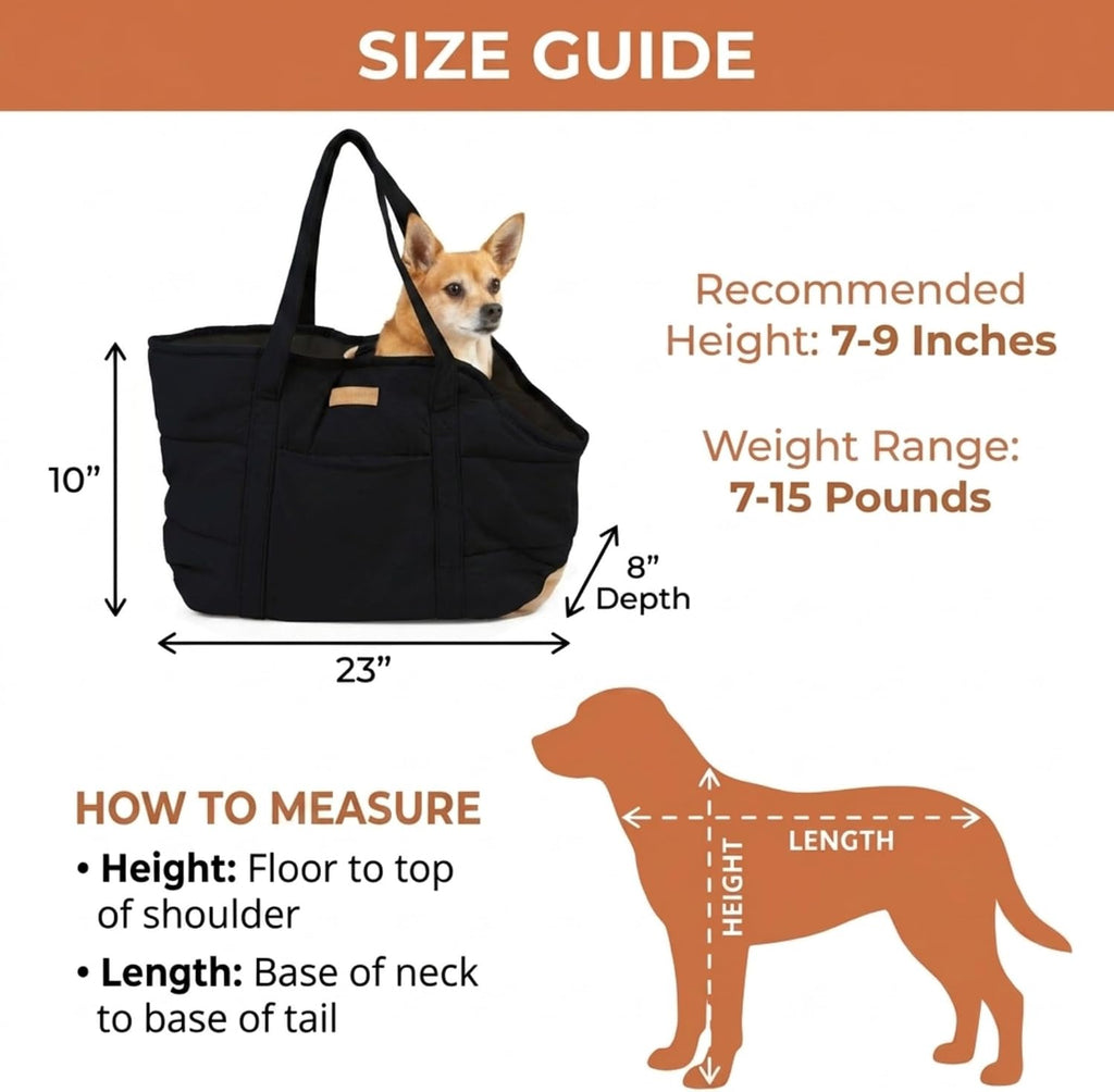 Plush Dog Purse Carrier for Small Dogs, Soft Tote, Black