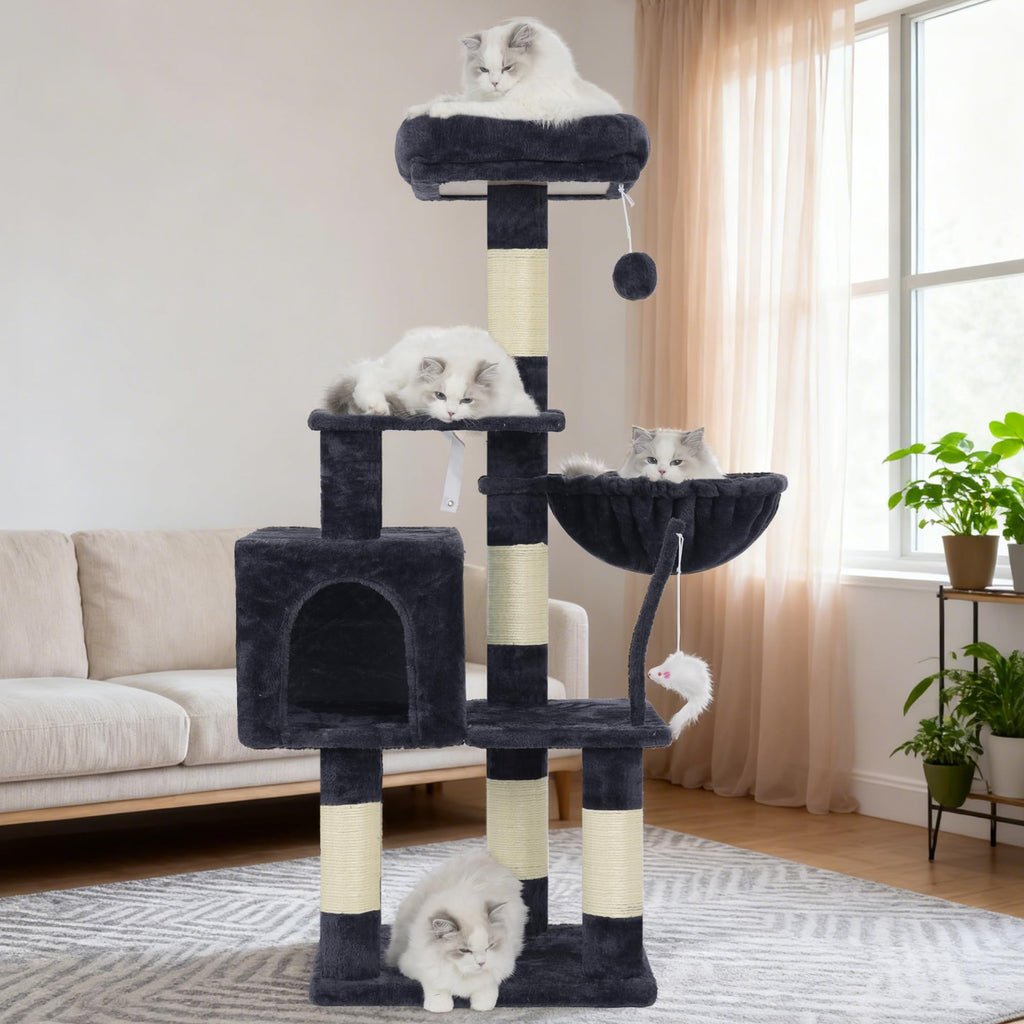 Heybly Cat Tree with Toy, 43.3 inch Cat Tower for Indoor Cats HCT004SG