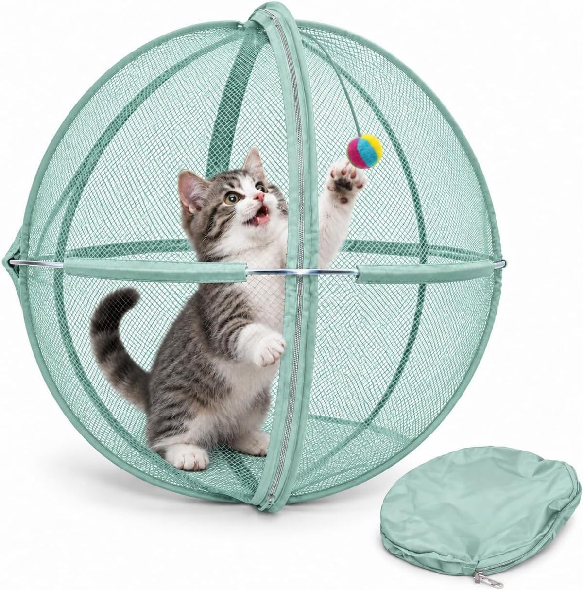 Cat Outdoor Enclosure, Rolling Cat Ball, Foldable Mesh Playpen for Outside