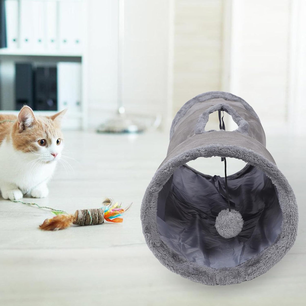 Foldable Suede Home Cat Tunnel Cozy Hideaway for Cats