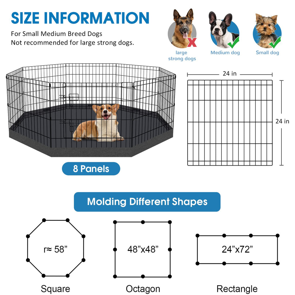 PEEKABOO Foldable Rustproof Dog Playpen with Octagonal Bottom Pad and door