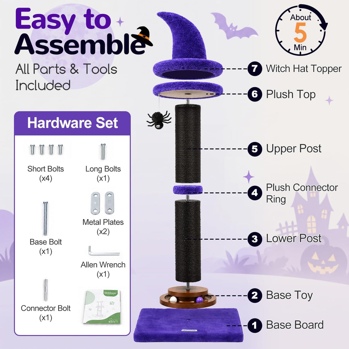 Globlazer 39in Cat Scratching Post for Indoor Cats Adults and Kittens, SC39