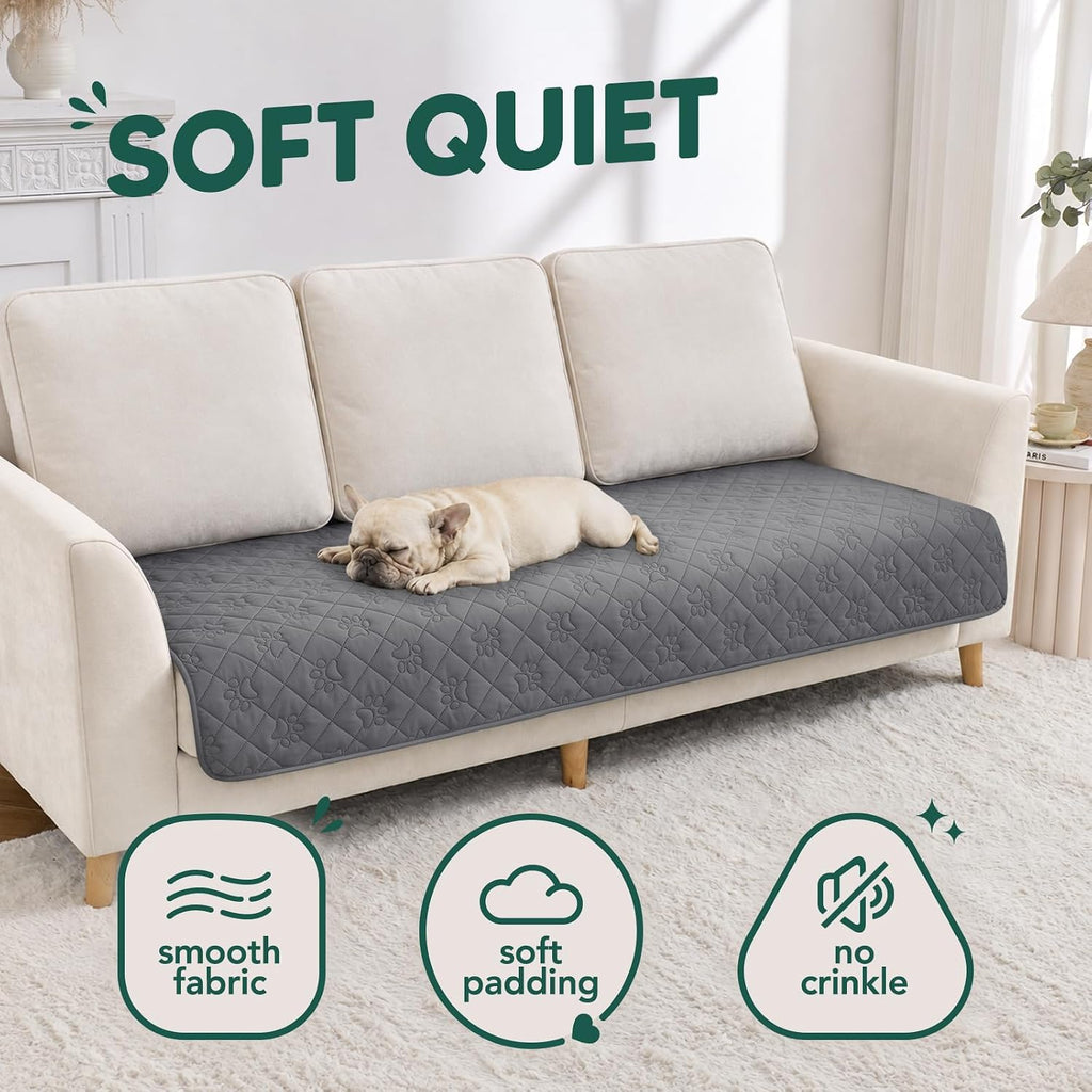 Pawfinity Waterproof Dog Blanket, Paw Print Quilted Couch Covers for Pets