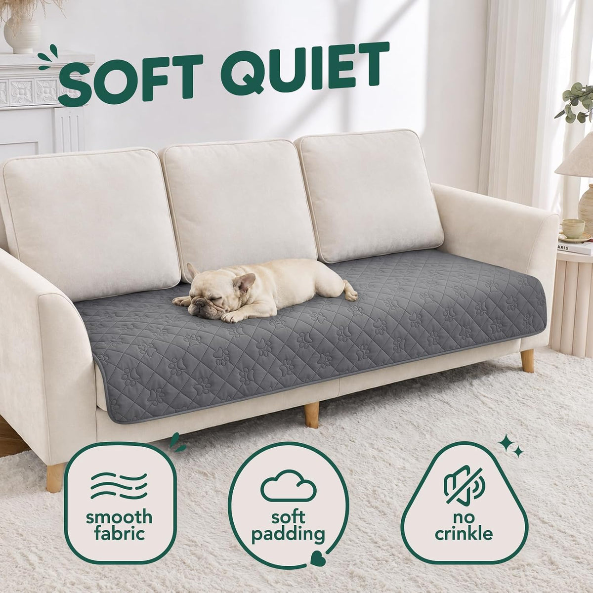 Pawfinity Waterproof Dog Blanket, Paw Print Quilted Couch Covers for Pets