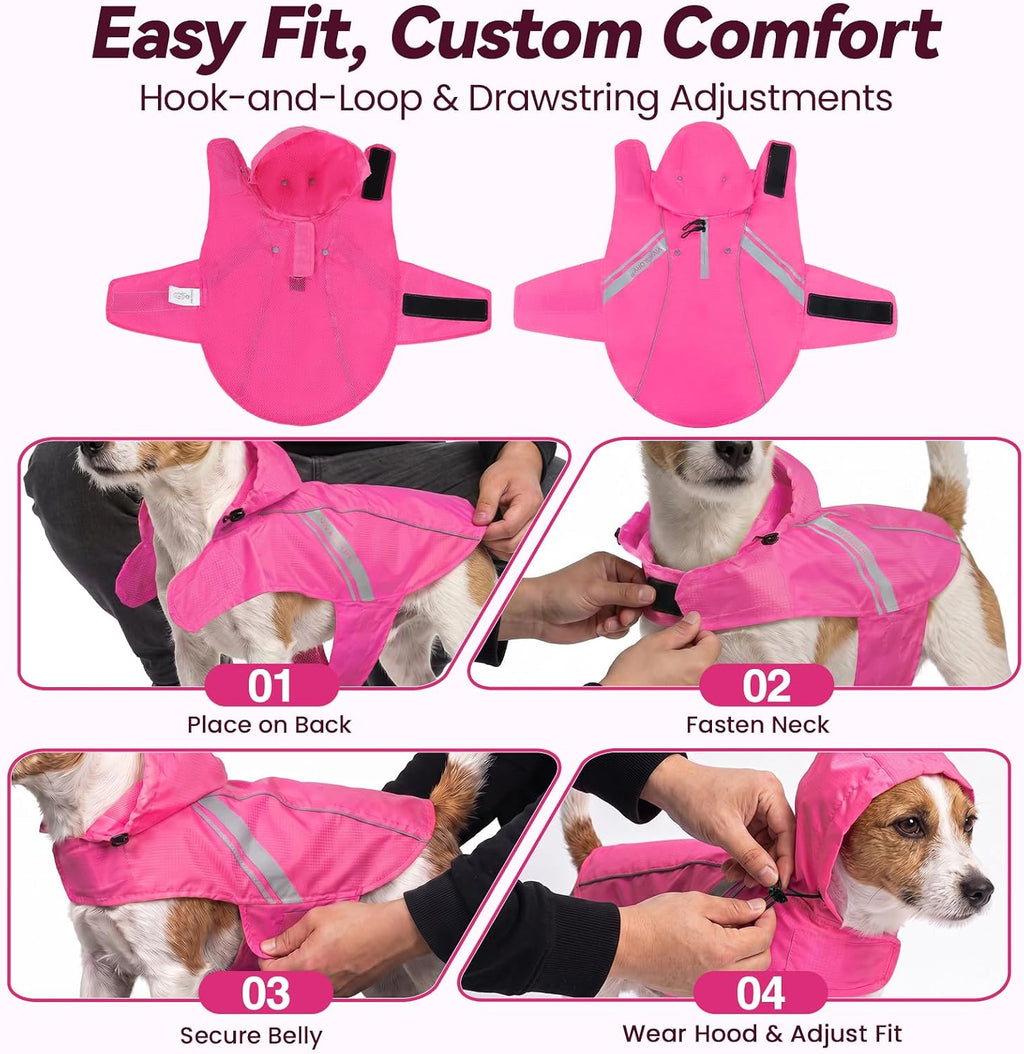 VIVAGLORY Dog Raincoat Wetoff Dog Rain Coat, S, Pink
