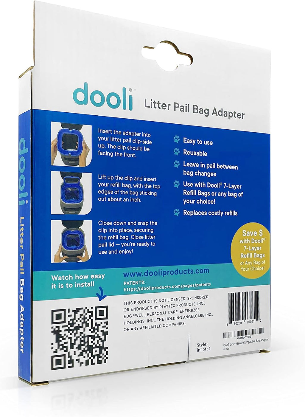Cat Litter Pail Bag Adapter, Fits Litter Genie, Fits LItter Genie Plus, Fits Litter Genie XL, Fits Litter Genie XXL
