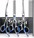 Professional 5 in 1 Dog Grooming Scissors Set with Safety Round Tips, Sharp and Heavy-duty Pet Grooming Shears for Cats