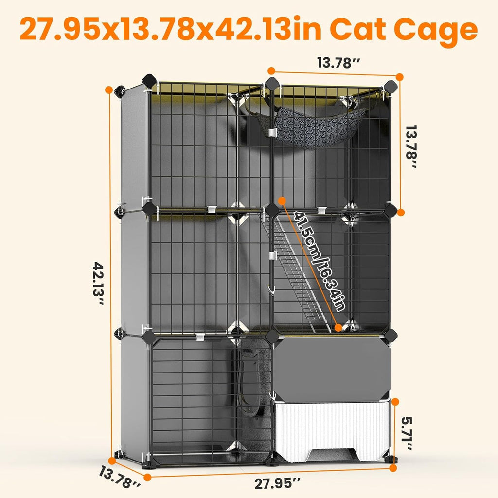 3-Tier Cat Cage, Indoor Cat Playpen with Litter Box for 1-2 Kittens