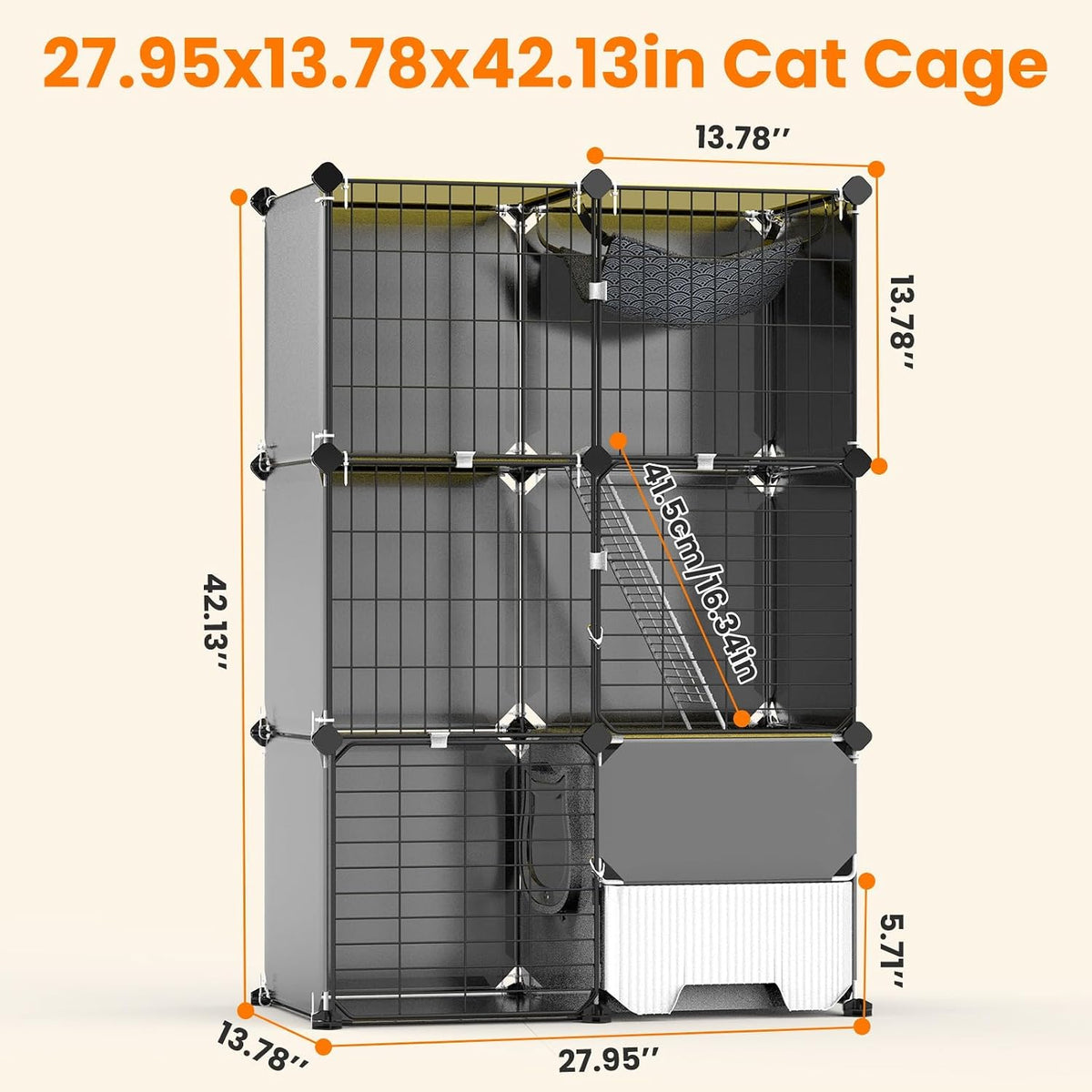 3-Tier Cat Cage, Indoor Cat Playpen with Litter Box for 1-2 Kittens