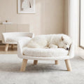 Happy & Polly Cat and Dog Sofa Bed, Cream, Plush, 21 in, Removable Cushion (Large)