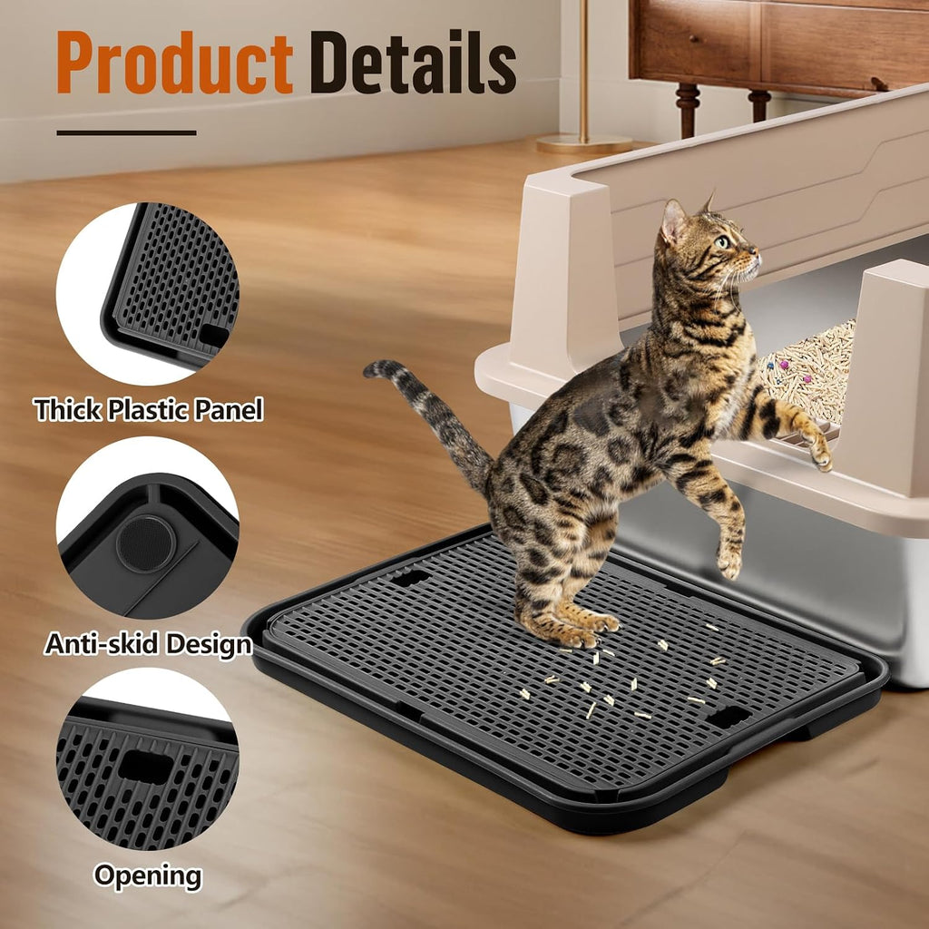 Cat Litter Box Step, Large Cat Litter Ramp with Filter Function, Black