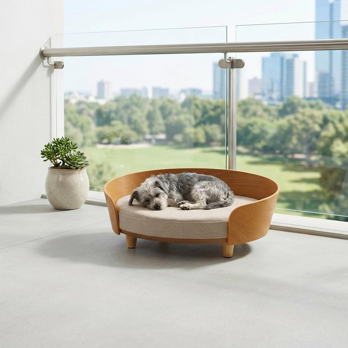 Oval Pet Sofa with Supporting Feet, 19.3x14x7.7in, 22.05lbs Load